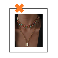 Twee x Gouden schakel kettingen met slotje 